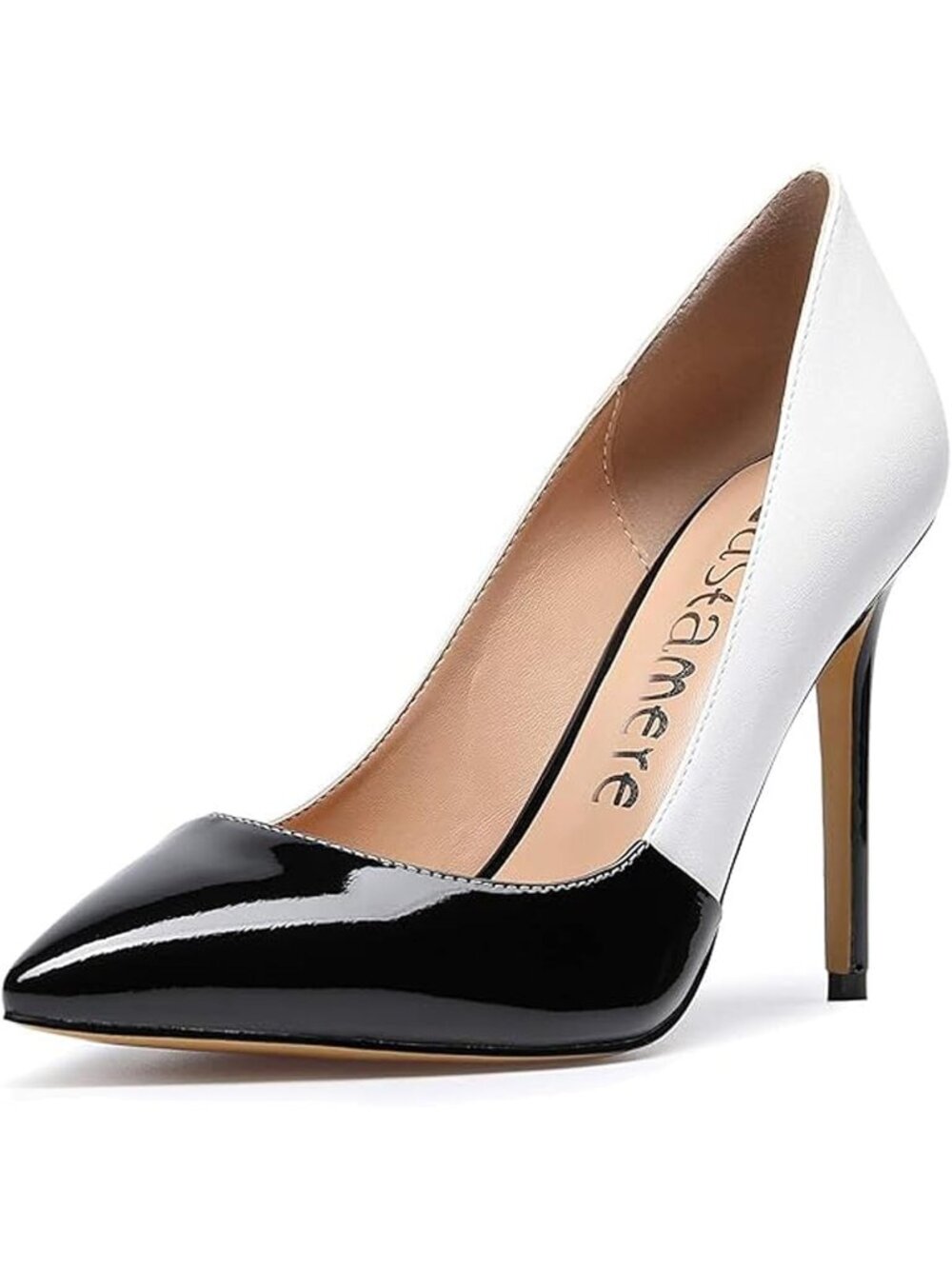 Women's Black White High Heels Pointed-Toe Slip-on Stilettos Pumps Heels Shoes